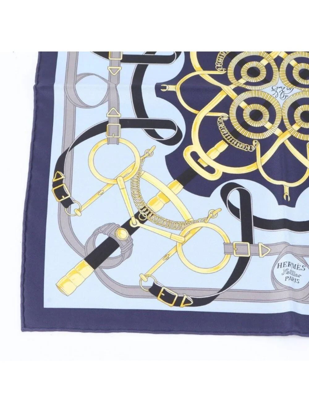 Hermes Tagged Carre Eperon D'or Yellow Gold Spurs Silk 100% Scarf